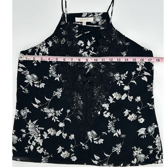 WAYF Black White Floral Deep V Neck Camisole Tank Top Lace Sexy Cottage Size S - Picture 8 of 8